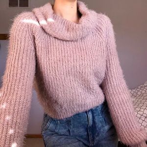 charlotte russe fuzzy purple cowl neck sweater